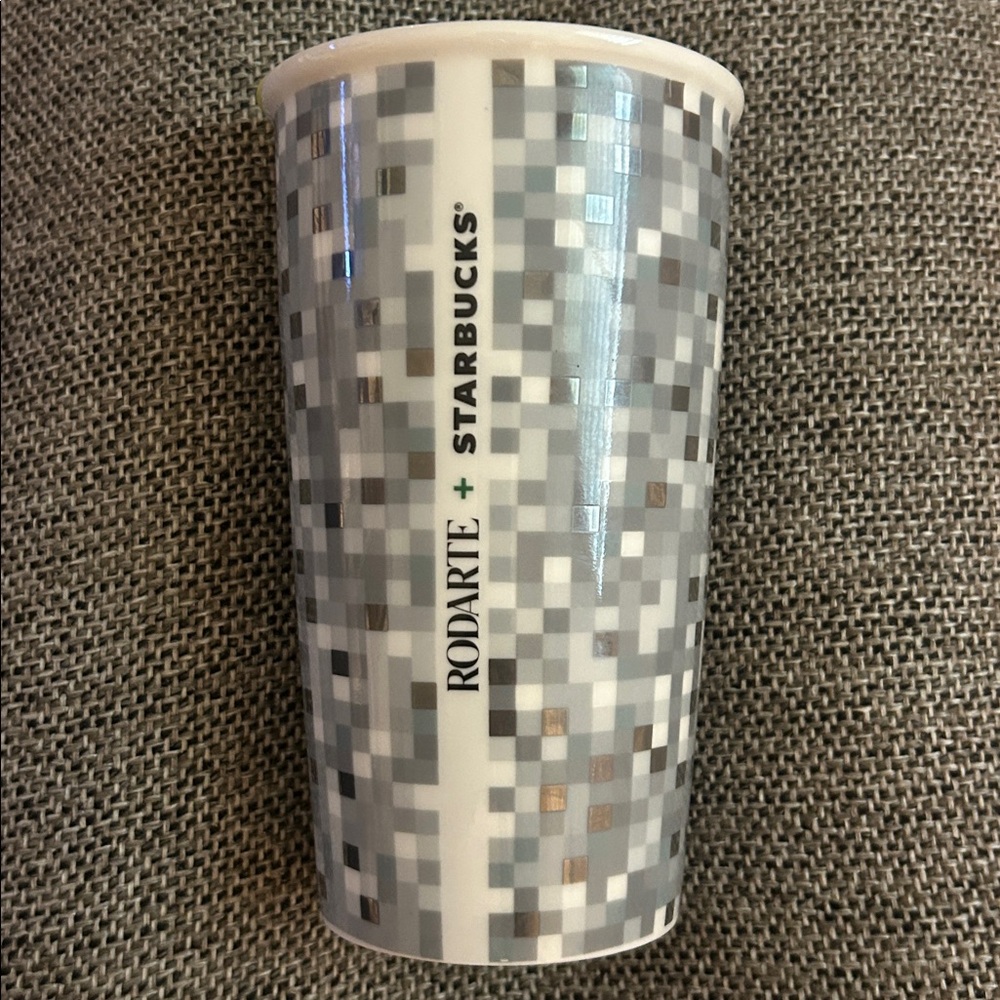 Starbucks + Rodarte 2012 Pixel Logo Ceramic Travel Mug with‎ Yellow Lid